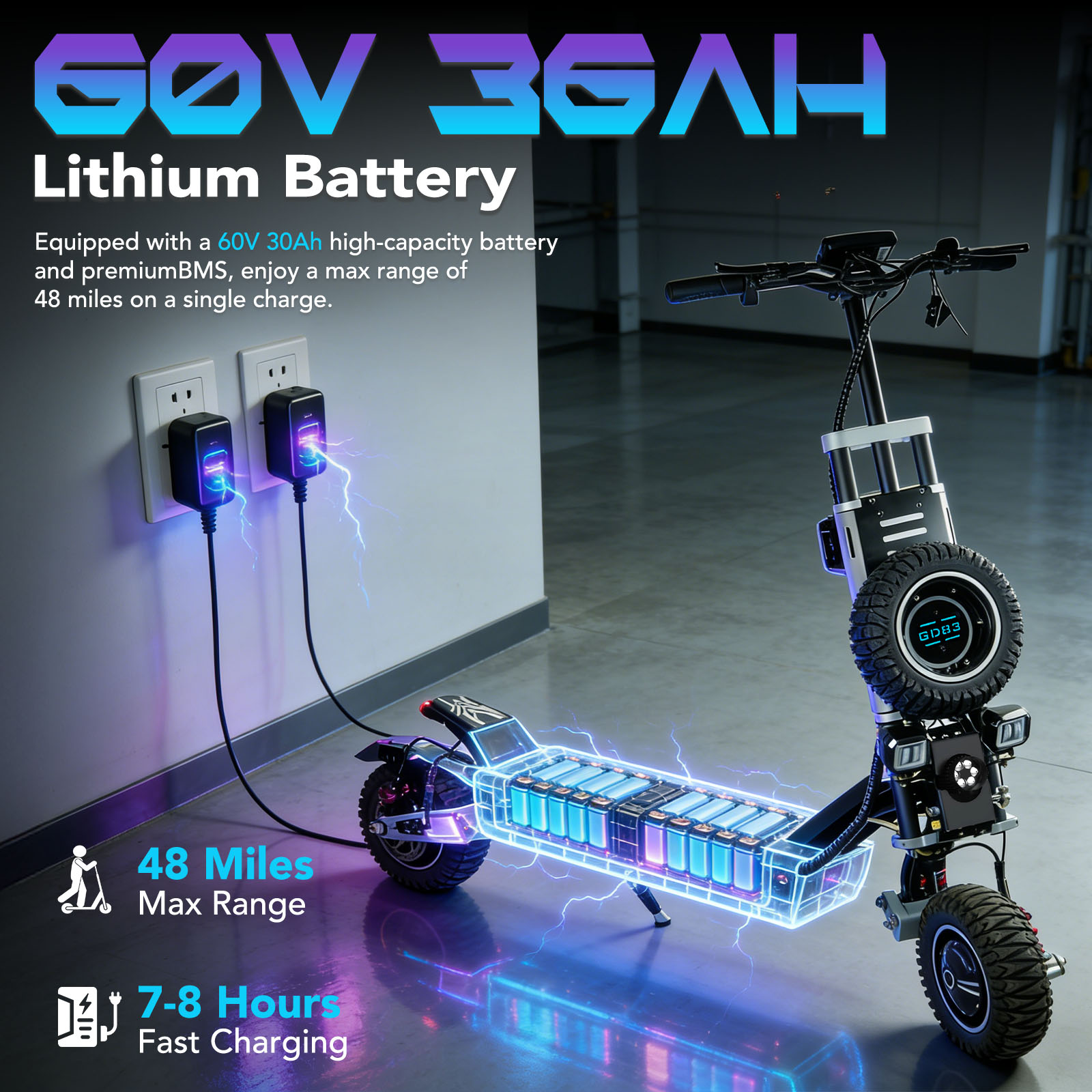 Электрический скутер OBARTER G – обзор и цена 60V 5600W Dual Motor Electric Scooter